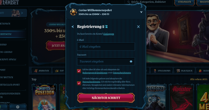 Registrierung bei Fam Bet Casino